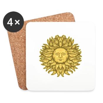 Grand Soleil à visage - Dessous de verre (lot de 4) - blanc - Devant