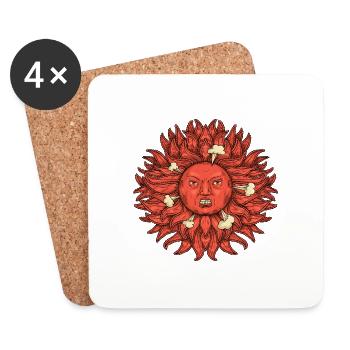 Sonne zum Gesicht, außer Kontrolle geratener Modus - Untersetzer (4er-Set) - Weiß - Vorne