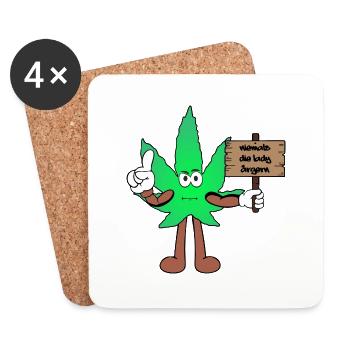 Der Bloom - Weed Cannabis Stoned Hanf Marihuana - Untersetzer (4er-Set) - Weiß - Vorne