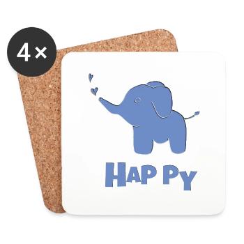Elephant Happy - Coasters (set of 4) - white - Front