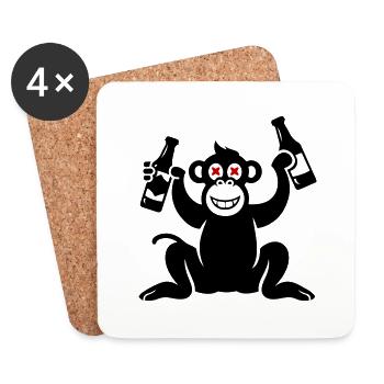 Monkey Beer Drunk - Coasters (set of 4) - white - Front