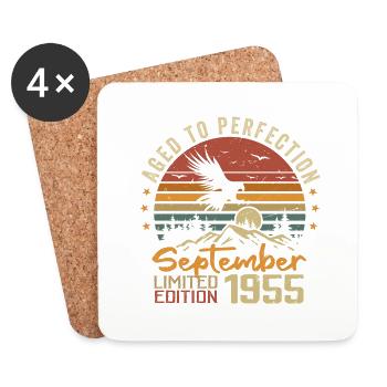 September 1955 Anniversaire Nées en Septembre 1955 - Dessous de verre (lot de 4) - blanc - Devant