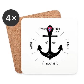 Anchor Norway black - Coasters (set of 4) - white - Front