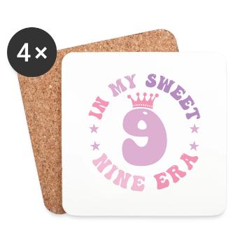 In My Sweet Nine Era 9th Birthday Groovy 9th - Dessous de verre (lot de 4) - blanc - Devant