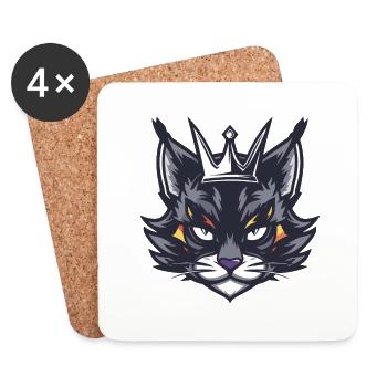 Cat Symbol Head Crown - Coasters (set of 4) - white - Front