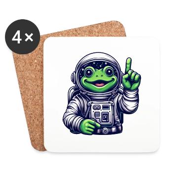 Astronaut Frog Toad Space Cosmonaut - Coasters (set of 4) - white - Front