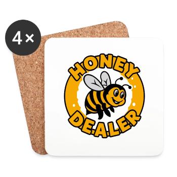 Fun Honey Dealer Bee Citation Apiculteur - Dessous de verre (lot de 4) - blanc - Devant