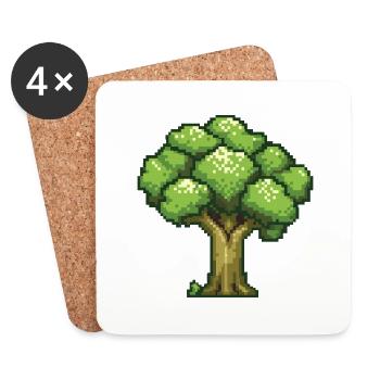 Broccoli Pixel Icon - Coasters (set of 4) - white - Front