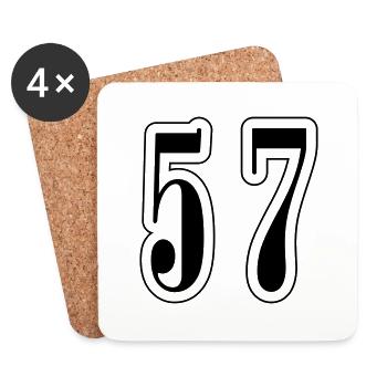 57 Symbole numérique - Dessous de verre (lot de 4) - blanc - Devant
