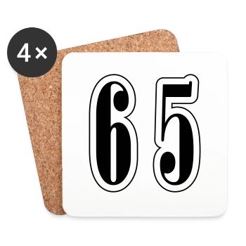 65 Symbole numérique - Dessous de verre (lot de 4) - blanc - Devant