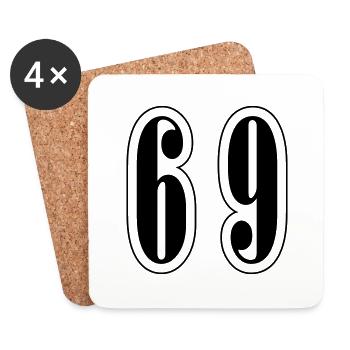 69 Symbole numérique - Dessous de verre (lot de 4) - blanc - Devant