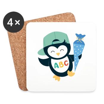 Penguin with school cone school enrollment school child - Coasters (set of 4) - white - Front