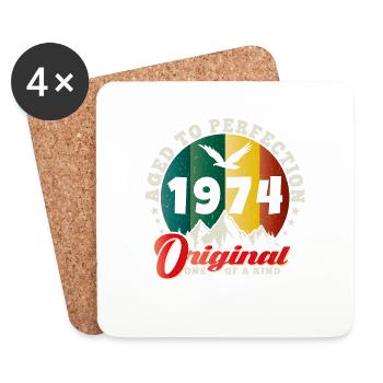 Vintage Geburtstag 1974 - Retro Geschenkidee 1974 - Untersetzer (4er-Set) - Weiß - Vorne