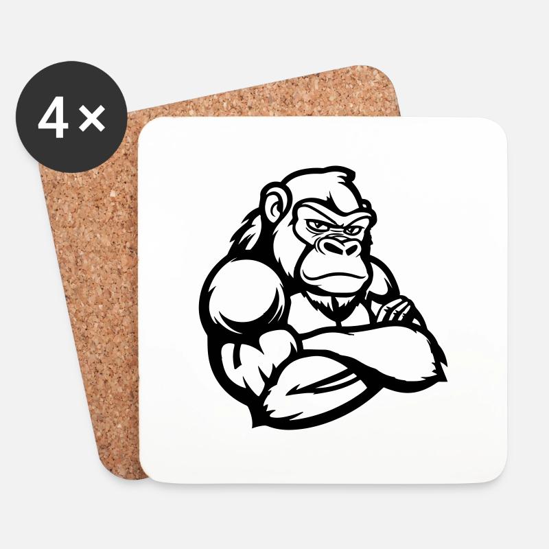 Gorilla Comic - Untersetzer (4er-Set) - Weiß