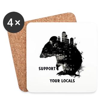 Support your locals Ratte Skyline Stadt - Untersetzer (4er-Set) - Weiß - Vorne