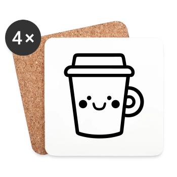 Kaffeebecher - Untersetzer (4er-Set) - Weiß - Vorne