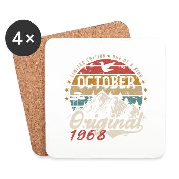 Birthday Gift - Vintage Born October 1968 - Coasters (set of 4) - white - Front