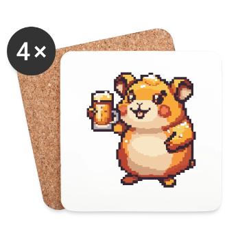 Hamster Bier Pixel - Untersetzer (4er-Set) - Weiß - Vorne