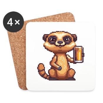 Suricate Bière Pixel - Dessous de verre (lot de 4) - blanc - Devant