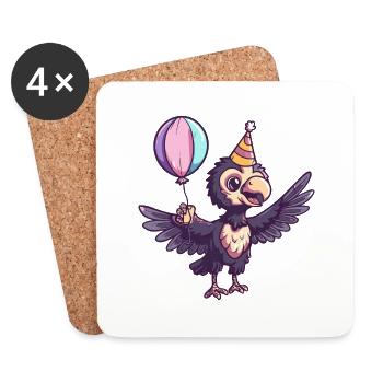 Harpie oiseau anniversaire bébé - Dessous de verre (lot de 4) - blanc - Devant