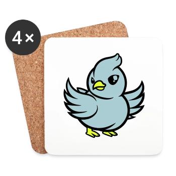Bande dessinée de pigeon - Dessous de verre (lot de 4) - blanc - Devant