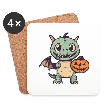 Drache Halloween Lustig Zombie - Untersetzer (4er-Set) - Weiß - Vorne