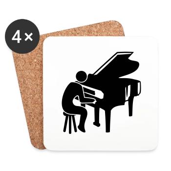 Piano Keys Instrument Playing Classical Music - Coasters (set of 4) - white - Front
