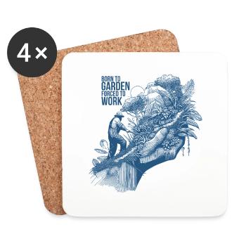 Né pour jardiner, forcé de travailler - Dessous de verre (lot de 4) - blanc - Devant