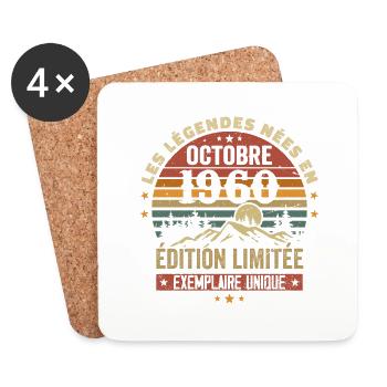 Nées en Octobre 1960 | Génial Depuis Octobre 1960 - Dessous de verre (lot de 4) - blanc - Devant