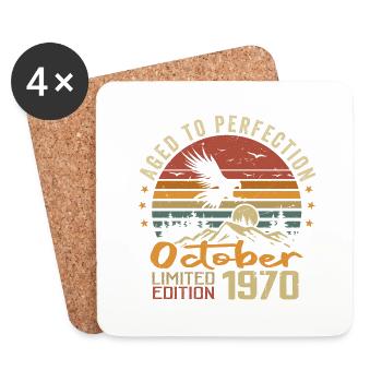 Vintage Octobre 1970 - Cadeau Rétro Octobre 1970 - Dessous de verre (lot de 4) - blanc - Devant