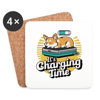 Its Charging Time Corgi Funny - Coasters (set of 4) - white - Front