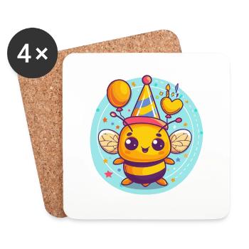 Abeille Anniversaire Bébé - Dessous de verre (lot de 4) - blanc - Devant