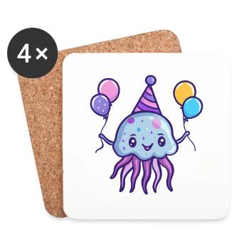 Jellyfish Birthday Comic - Coasters (set of 4) - white - Front