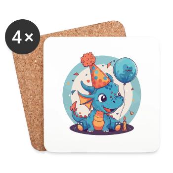 Drache Geburtstag Baby - Untersetzer (4er-Set) - Weiß - Vorne