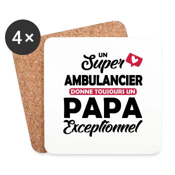 ambulancier et papa / futur papa exceptionnel - Dessous de verre (lot de 4) - blanc - Devant