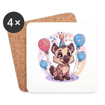 Hyène Anniversaire Bébé - Dessous de verre (lot de 4) - blanc - Devant