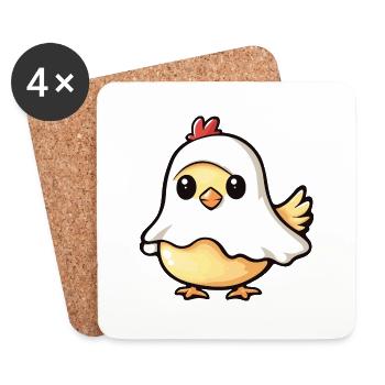 Huhn Halloween Lustig Geist - Untersetzer (4er-Set) - Weiß - Vorne