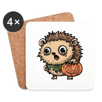 hérisson Halloween bande dessinée drôle - Dessous de verre (lot de 4) - blanc - Devant