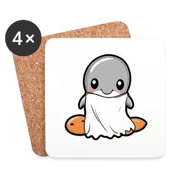 Dolphin Halloween Funny Ghost - Coasters (set of 4) - white - Front