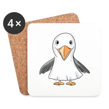 Pelican Bird Halloween Funny Ghost - Coasters (set of 4) - white - Front