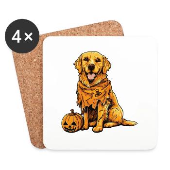 Golden Retriever Hund Halloween Comic Lustig - Untersetzer (4er-Set) - Weiß - Vorne