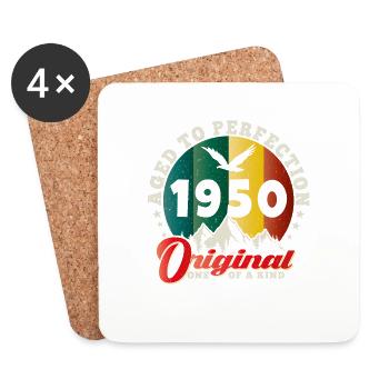Vintage 1950er Geburtstag - 1950er Retro Geschenkidee - Untersetzer (4er-Set) - Weiß - Vorne