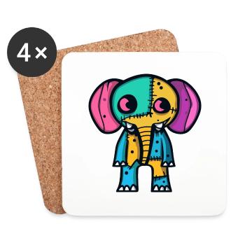 Elefant Halloween Tier - Untersetzer (4er-Set) - Weiß - Vorne