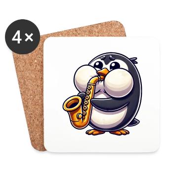 Penguin Saxophone Classical Music Thick Cheeks - Coasters (set of 4) - white - Front