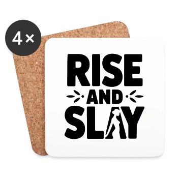 RISE and Slay Statement - Tägliche Motivation - Untersetzer (4er-Set) - Weiß - Vorne