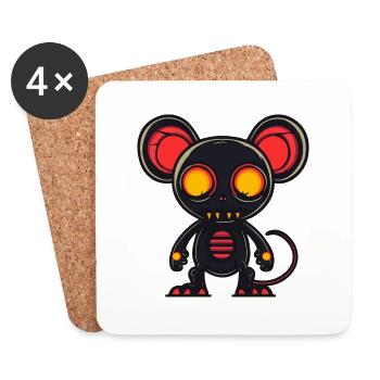 Souris Halloween Animal - Dessous de verre (lot de 4) - blanc - Devant