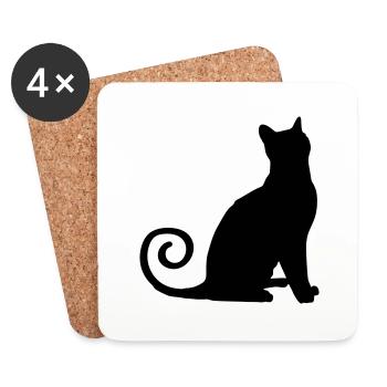 katze silhouette - Untersetzer (4er-Set) - Weiß - Vorne