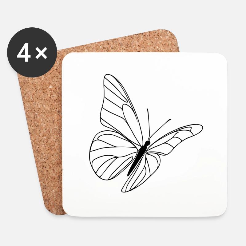 Schmetterling - Untersetzer (4er-Set) - Weiß