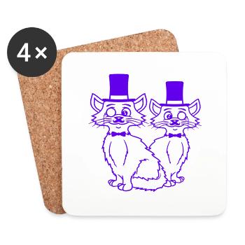 Sir Cats Gentlemen Chapeau haut de forme Monocle Homme Empire - Dessous de verre (lot de 4) - blanc - Devant