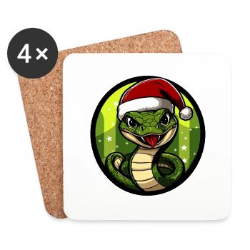 Schlange Kobra Weihnachten Christmas - Untersetzer (4er-Set) - Weiß - Vorne